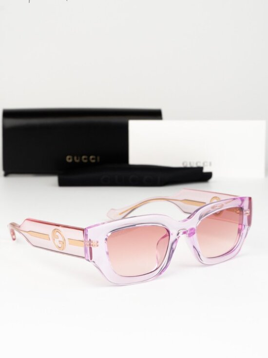 Gucci Women Sunglasses Transparent Pink Burgundy Grad Square GG1558SK 004 NEW main image 7